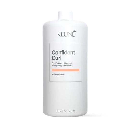 Keune Confident Curl shampoo bottle on a white background
