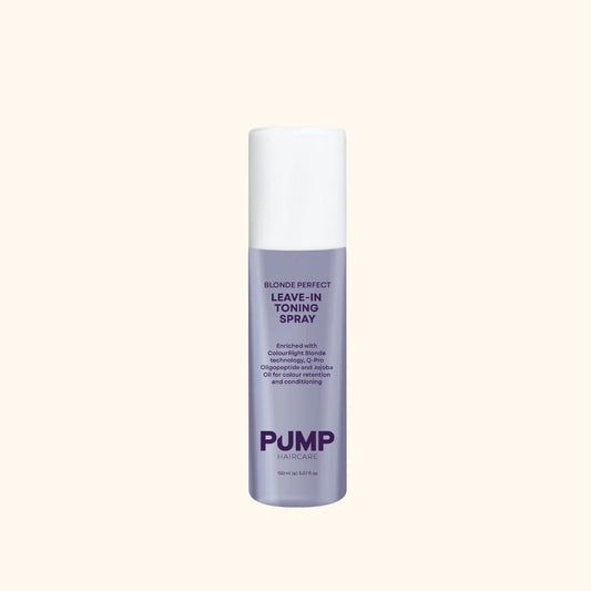 purple bottle of pump blonde perfect leave in toning spray