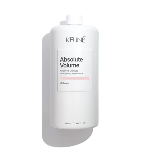 keune absolute volume shampoo bottle on white background