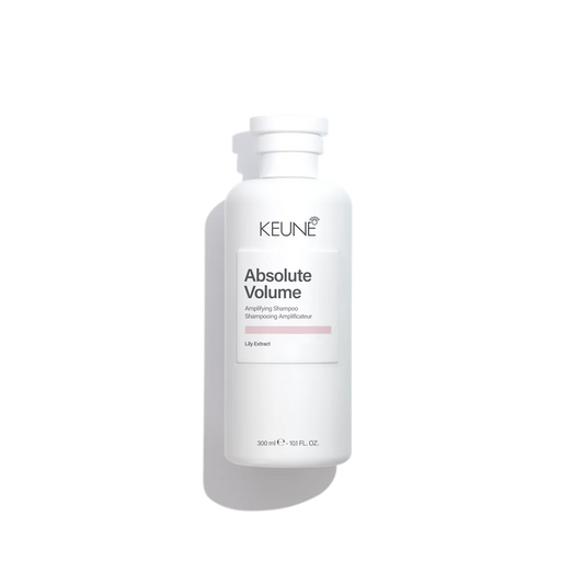 keune absolute volume shampoo bottle on white background