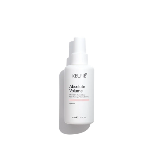 Keune Absolute Volume hair product bottle on a white background
