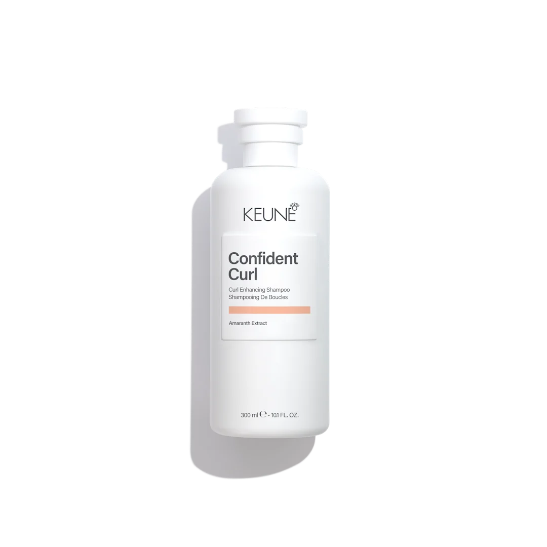 Keune confident curl shampoo bottle on white background