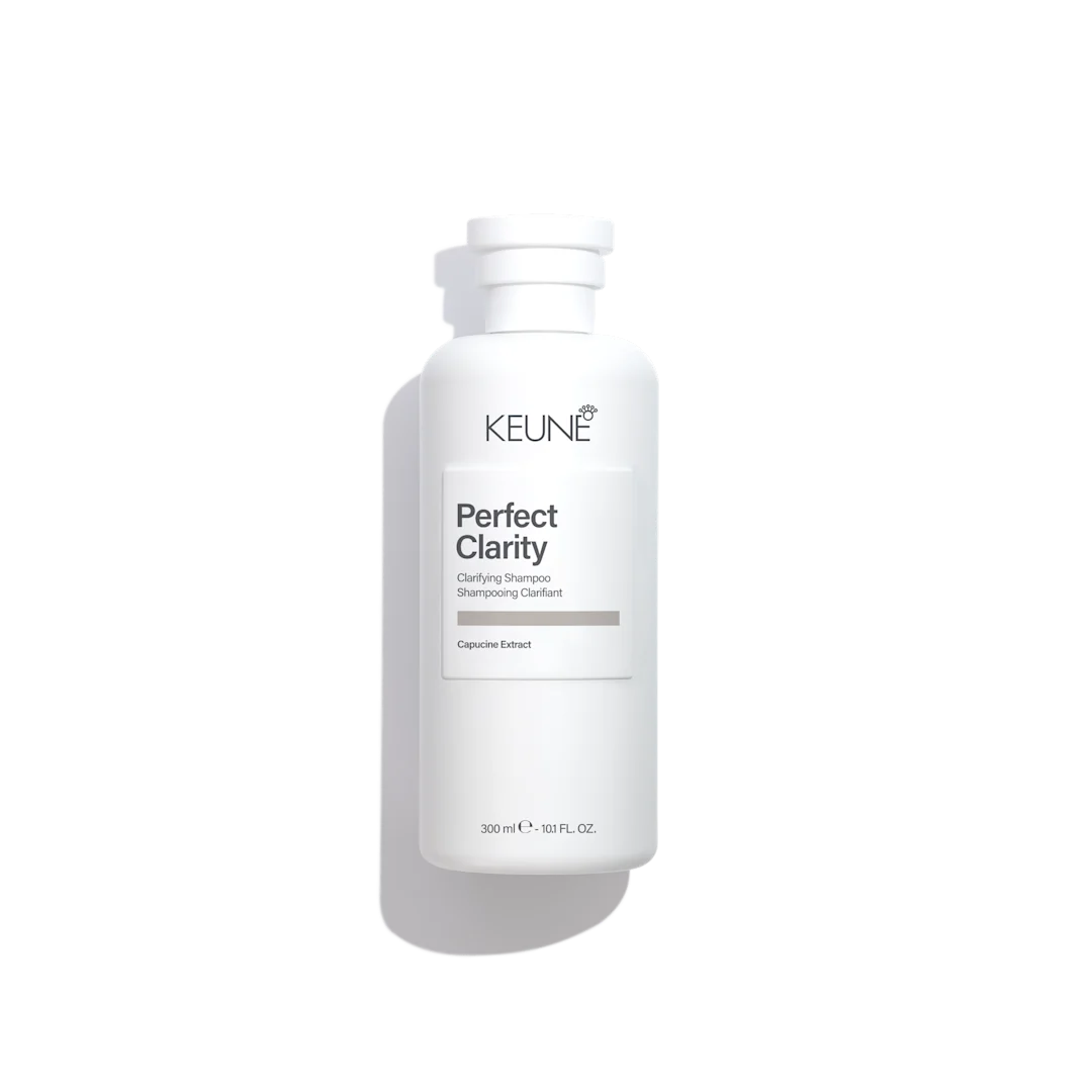 Keune perfect clarity shampoo bottle on white background
