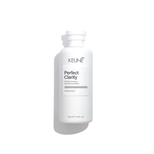 Keune perfect clarity shampoo bottle on white background
