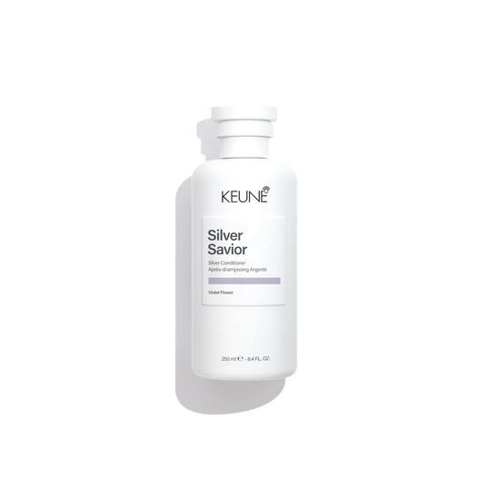 keune silver savior conditioner bottle on white background