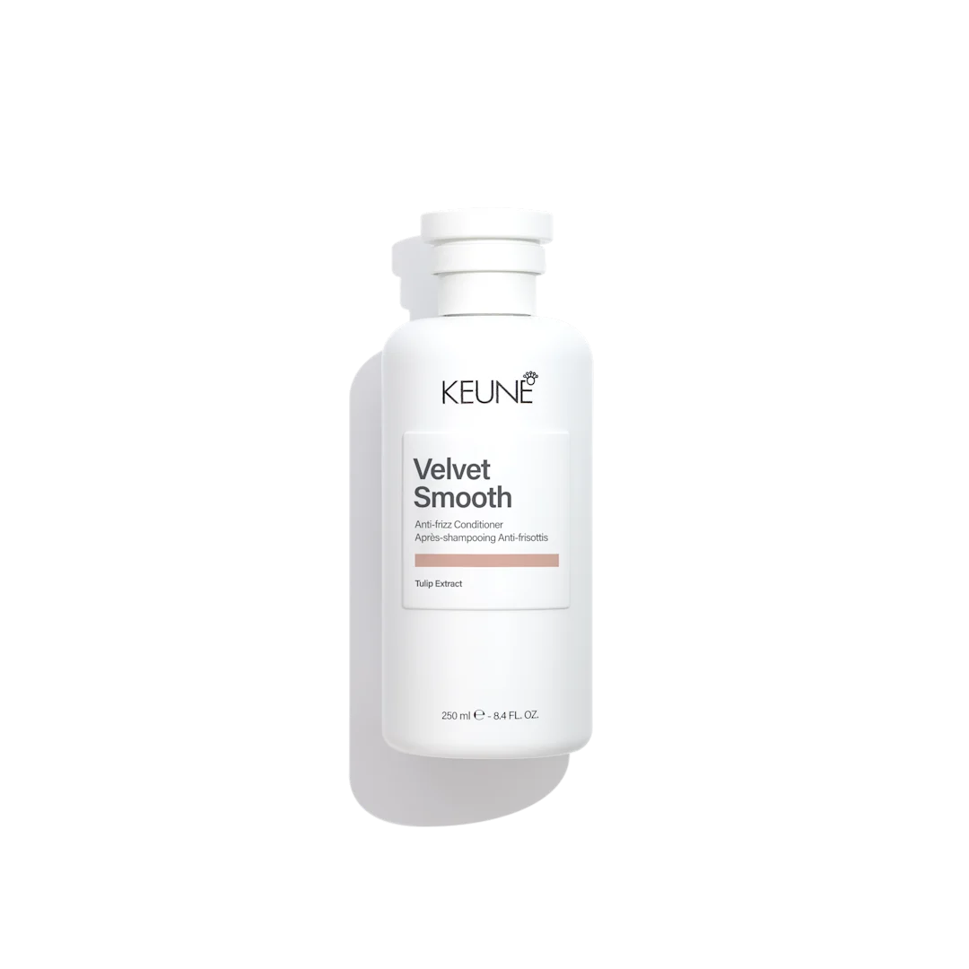 Keune velvet smooth conditioner bottle with white background
