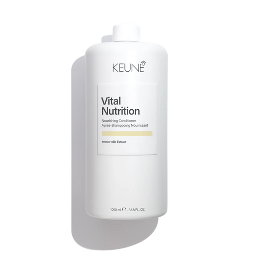 Keune vital nutrition conditioner in white bottle with white background