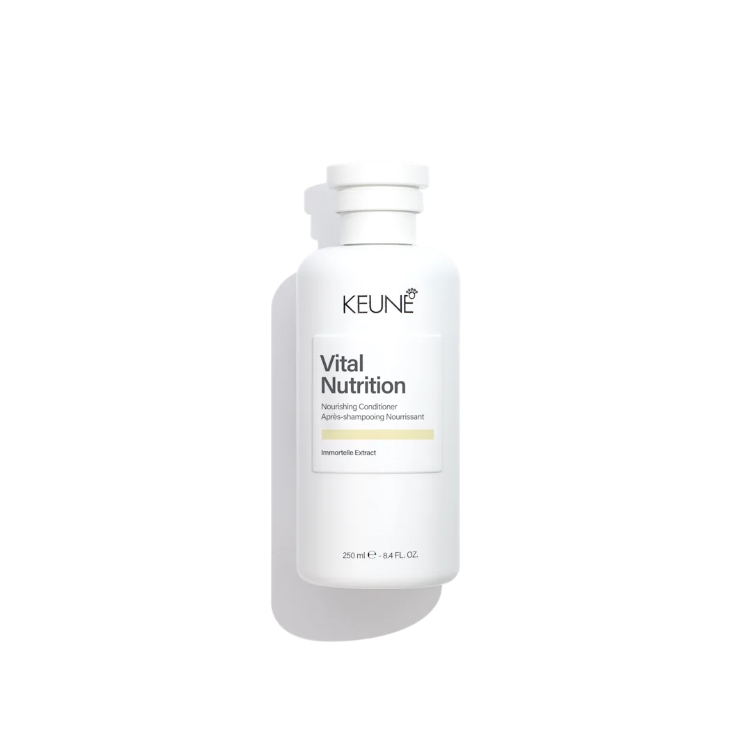 Keune vital nutrition conditioner in white bottle with white background