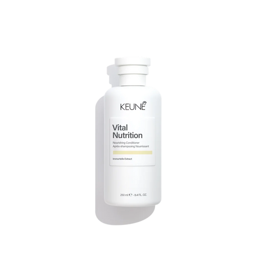 Keune vital nutrition conditioner in white bottle with white background