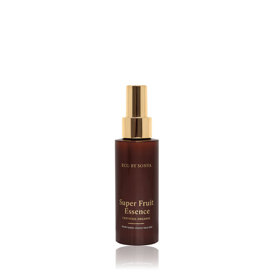 bottle of eco by soyna super fruit essence on white background