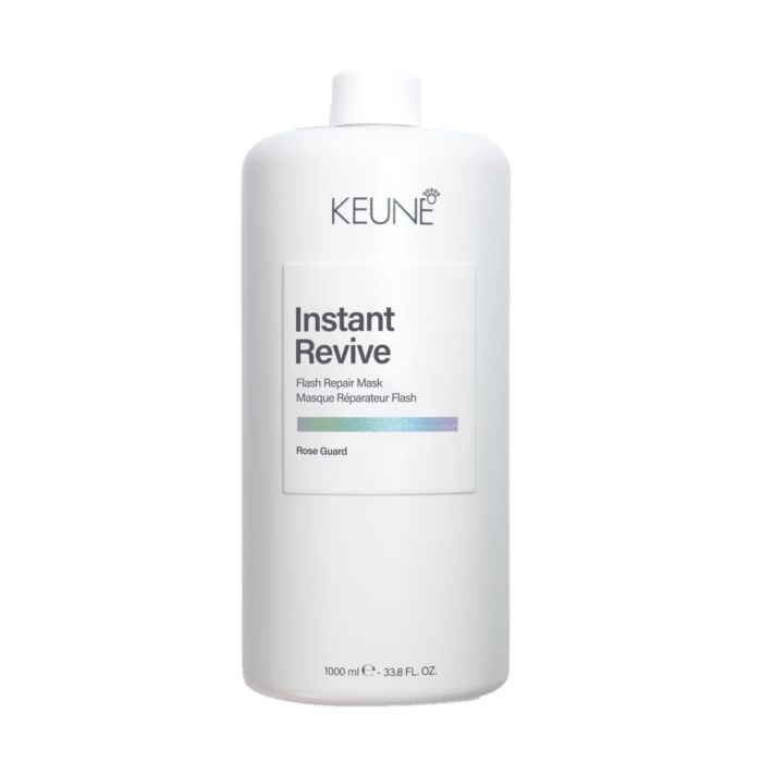 A 1000 ml white bottle of KEUNE Instant Revive Rose Guard intensive repair shampoo, shown against a plain white background.